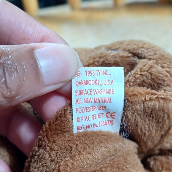 ✓Ty Beanie Babies  Teddy 1993 Brown Bear Plush Stuffed Animal Toy 9" tall - Picture 8 of 9